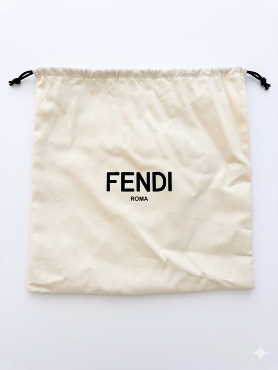 Fendi Handbags - Fendi Drawstring Dust Bag in Cream with Black Logo